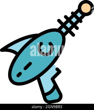 Symbol für Blaster-Pistole. Outline Blaster Gun Vektor Symbol Farbe flach isoliert Stock Vektor