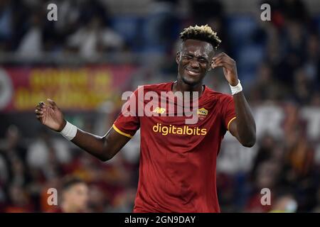 Roma, Italien. September 2021. Tammy Abraham von AS Roma beim Fußballspiel der Serie A zwischen AS Roma und Udinese calcio im Olimpico-Stadion in Rom (Italien), 23. September 2021. Foto Andrea Staccioli/Insidefoto Kredit: Insidefoto srl/Alamy Live News Stockfoto