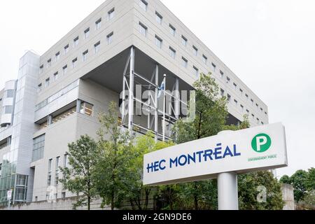 Montreal, Quebec, Kanada - 6. September 2021: Campus der HEC Montreal in der University of Montreal, QC, Kanada. Stockfoto