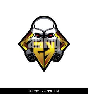 ZK Logo Monogramm mit Skull Shape Designs Vorlage Vektor-Symbol modern Stock Vektor