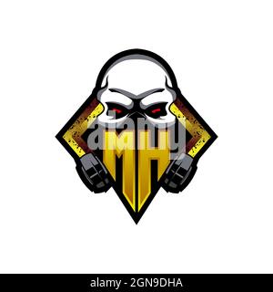 MH Logo Monogramm mit Skull Shape Designs Vorlage Vektor-Symbol modern Stock Vektor