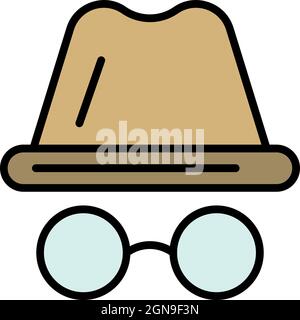 Hackerglas-Hutsymbol. Umriss Hacker Glas hat Vektor Symbol Farbe flach isoliert Stock Vektor