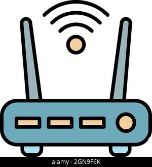Symbol für den WLAN-Router für die Sicherheit. Umriss Sicherheit WiFi Router Vektor Symbol Farbe flach isoliert Stock Vektor