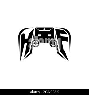 HF Initial eSport Gaming-Logo. Spielekonsole Form Stil Vektor-Vorlage Stock Vektor