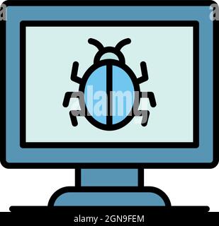 Computerfehlersymbol. Umriss Computer Bug Vektor Symbol Farbe flach isoliert Stock Vektor