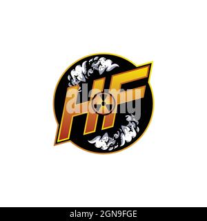 HF Logo Monogramm Gaming mit Gas Form Designs Vorlage Vektor-Symbol modern Stock Vektor