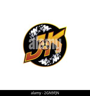 JK Logo Monogramm Gaming mit Gas Form Designs Vorlage Vektor-Symbol modern Stock Vektor