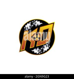 KD Logo Monogram Gaming mit Gas Shape Designs Vorlage Vektor-Symbol modern Stock Vektor