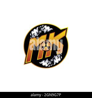 MK Logo Monogramm Gaming mit Gas Form Designs Vorlage Vektor-Symbol modern Stock Vektor