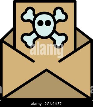 Mail-Hacker-Symbol. Kontur Mail Hacker Vektor Symbol Farbe flach isoliert Stock Vektor