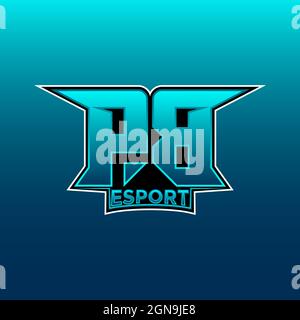 PB Logo eSport Gaming Initial mit Blue Light Color Design-Vektor-Vorlage Stock Vektor