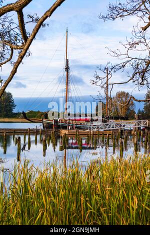 Segelketsch Providence dockte an der Britannia Ship Yard in Steveston British Columbia, Kanada Stockfoto