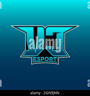 VC Logo eSport Gaming Initial mit Blue Light Color Design-Vektor-Vorlage Stock Vektor