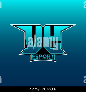 VY Logo eSport Gaming Initial mit Blue Light Color Design-Vektor-Vorlage Stock Vektor