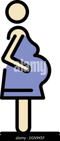 Symbol für Schwangeren. Kontur schwanger Frau Vektor Symbol Farbe flach isoliert Stock Vektor