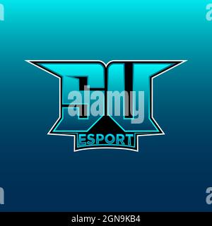 SU Logo eSport Gaming Initial mit Blue Light Color Design-Vektor-Vorlage Stock Vektor