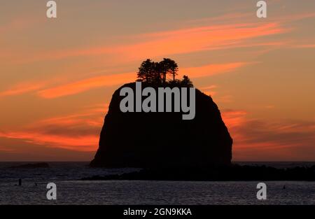 Seastack Dusk, La Push, Quileute Indian Reservation, Washington Stockfoto