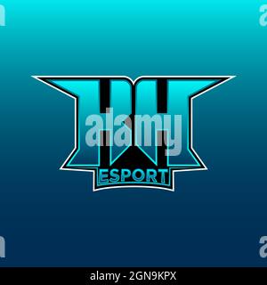 KH Logo eSport Gaming Initial mit Blue Light Color Design-Vektor-Vorlage Stock Vektor