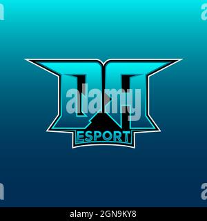 QR Logo eSport Gaming Initial mit Blue Light Color Design Vektor-Vorlage Stock Vektor