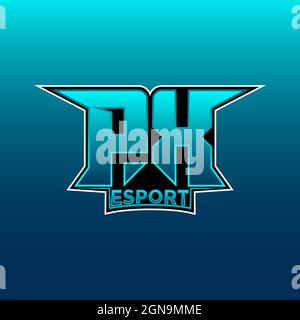 PX Logo eSport Gaming Initial mit Blue Light Color Design-Vektor-Vorlage Stock Vektor