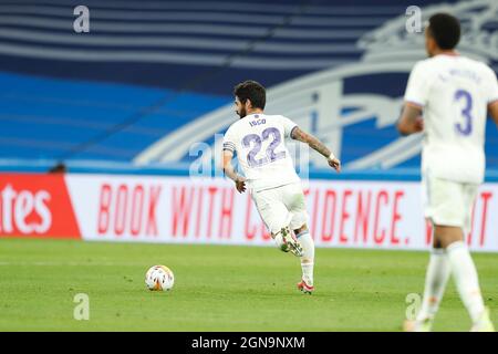 Madrid, Spanien. September 2021. ISCO (Real) Fußball: Spanisches 'La Liga Santander'-Spiel zwischen Real Madrid CF 6-1 RCD Mallorca im Estadio Santiago Bernabeu in Madrid, Spanien. Quelle: Mutsu Kawamori/AFLO/Alamy Live News Stockfoto