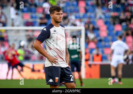 Bologna, Italien. September 2021. Flavio Bianchi (Genua) während Bologna FC vs Genua FC, Italienische Fußballserie A Spiel in Bologna, Italien, September 21 2021 Kredit: Unabhängige Fotoagentur/Alamy Live Nachrichten Stockfoto