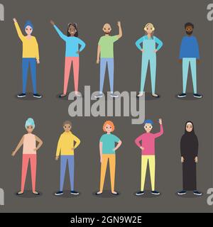 Cartoon Vielfalt Menschen Icon Set Stock Vektor