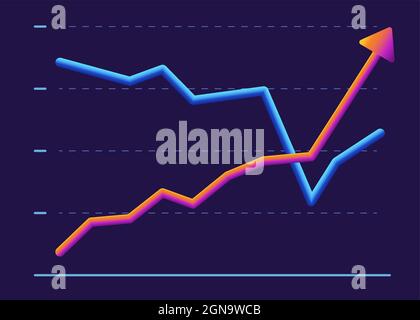Business-Diagramm mit zwei Zeilen nach oben und unten. Modernes Design Stock Vektor