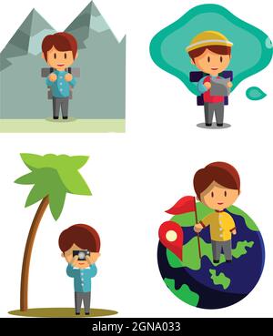 Charakter Vektor Illustration zum Thema World Tourism Set Stock Vektor
