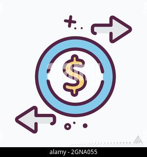 Icon Change Money - MBE Syle - einfache Illustration, editierbare Kontur, Design Template Vektor, gut für Drucke, Poster, Werbung, Ankündigungen, Stock Vektor