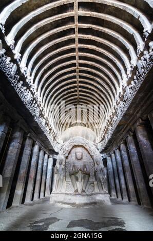 Der histroische Ajanta- und Ellora-Höhlenkomplex in Aurangabad, Zentralindien Stockfoto