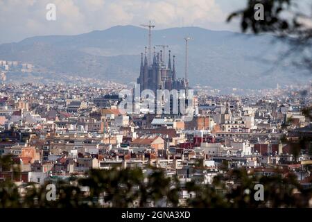 Stadtbild der Kirche der heiligen Familie, sagrada familia, Tempel, Barcelona Stockfoto