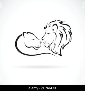 Männliches Löwen- und weibliches Löwen-Design auf weißem Hintergrund. Wilde Tiere. Lion-Logo oder -Symbol. Leicht editierbare Vektorgrafik mit Ebenen. Stock Vektor
