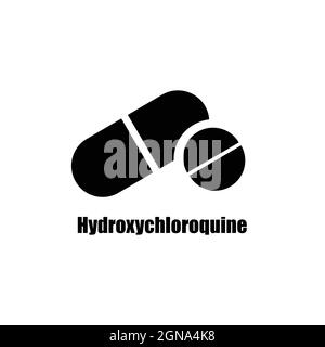 Hydroxychloroquin-Tablette isoliert auf weißem Hintergrund, Coronavirus-Medizin Stock Vektor