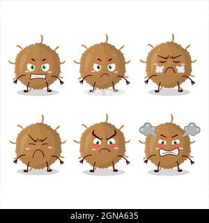 Beta Coronavirus Cartoon-Figur mit verschiedenen wütenden Ausdrücke. Vektorgrafik Stock Vektor