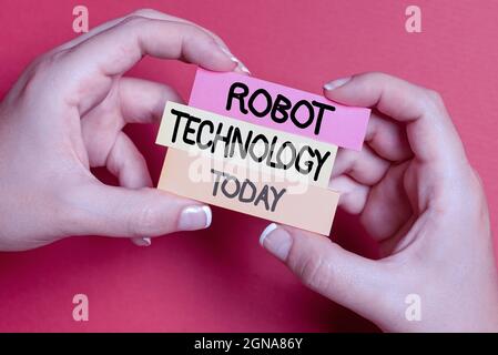 Handschriftschild Robot Technology. Internet-Konzept entwickeln Sie Maschinen, die Menschen Aufgabe ersetzen können Zeichnen kreative Designs wichtig zu nehmen Stockfoto