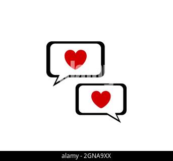 Liebe Chat-Symbol auf weißem Hintergrund isoliert, romantische Chat Stock Vektor