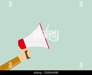 Info, Marketing, Megaphon. Vektorgrafik. Flaches Design. Stock Vektor