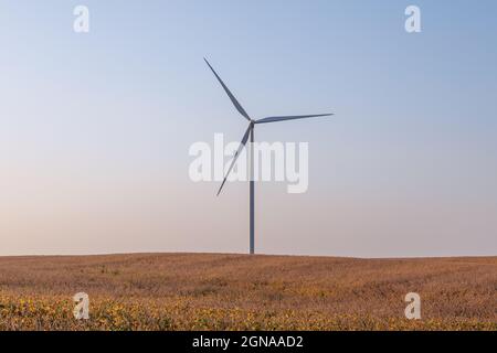 Der Windpark MidaAmerican Energy, auf dem Vestas-Windenergieanlagen in New Sharon, Iowa, eingesetzt werden Stockfoto