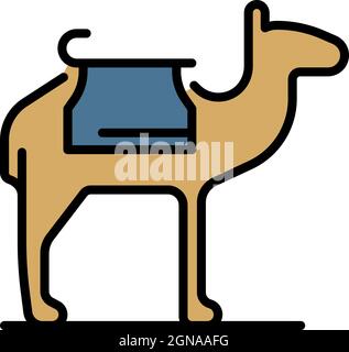 Afrikanische Kamelikone. Umriss afrikanischen Kamel Vektor Symbol Farbe flach isoliert Stock Vektor