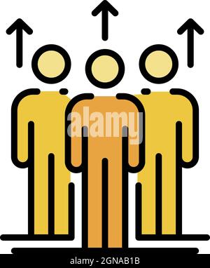 Personen nach oben Pfeilsymbol. Kontur Personen nach oben Pfeile Vektor Symbol Farbe flach isoliert Stock Vektor