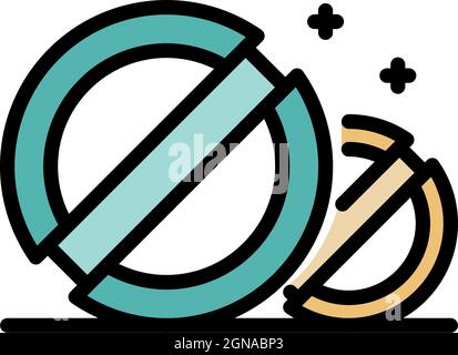 Symbol für runde Pillen. Umriss Runde Pillen Vektor Symbol Farbe flach isoliert Stock Vektor