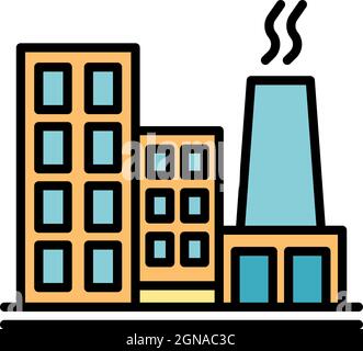 Rauchwerkssymbol. Kontur Rauch Fabrik Vektor Symbol Farbe flach isoliert Stock Vektor