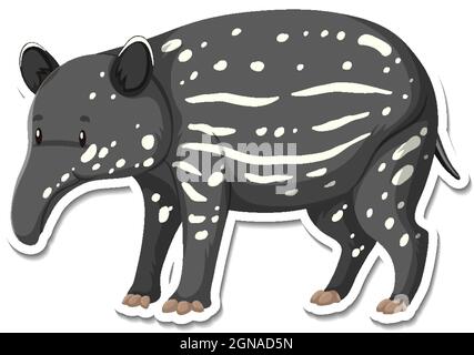 Eine Stickervorlage von Tapir Cartoon Figur Illustration Stock Vektor