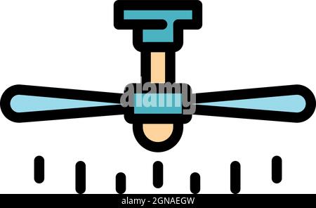 Symbol für Deckenventilator. Kontur Deckenventilator Vektor Symbol Farbe flach isoliert Stock Vektor