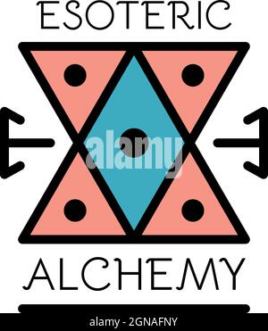 Symbol der esoterischen Alchemie. Kontur esoterische Alchemie Vektor Symbol Farbe flach isoliert Stock Vektor