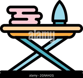 Bügelbrettsymbol. Kontur Bügelbrett Vektor Symbol Farbe flach isoliert Stock Vektor