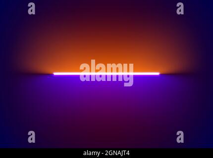 Neon Beleuchtung Hintergrund in Halloween-Stil. Abstrakte 80er oder Synthwave-Kulisse mit orangefarbener und violetter Lampe auf der Tapete Stock Vektor