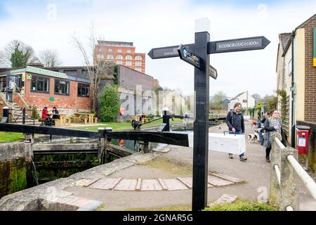 Wallbridge Lock on the Stroudwater Navigation Canal in der Stadt Stroud in Gloucestershire, Großbritannien Stockfoto