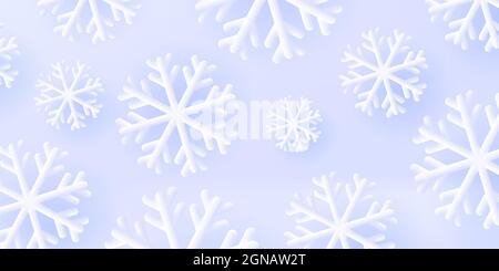 Winter Urlaub Hintergrund mit 3d-Schneeflocken-Muster, weiche Volumen Grafik Stock Vektor